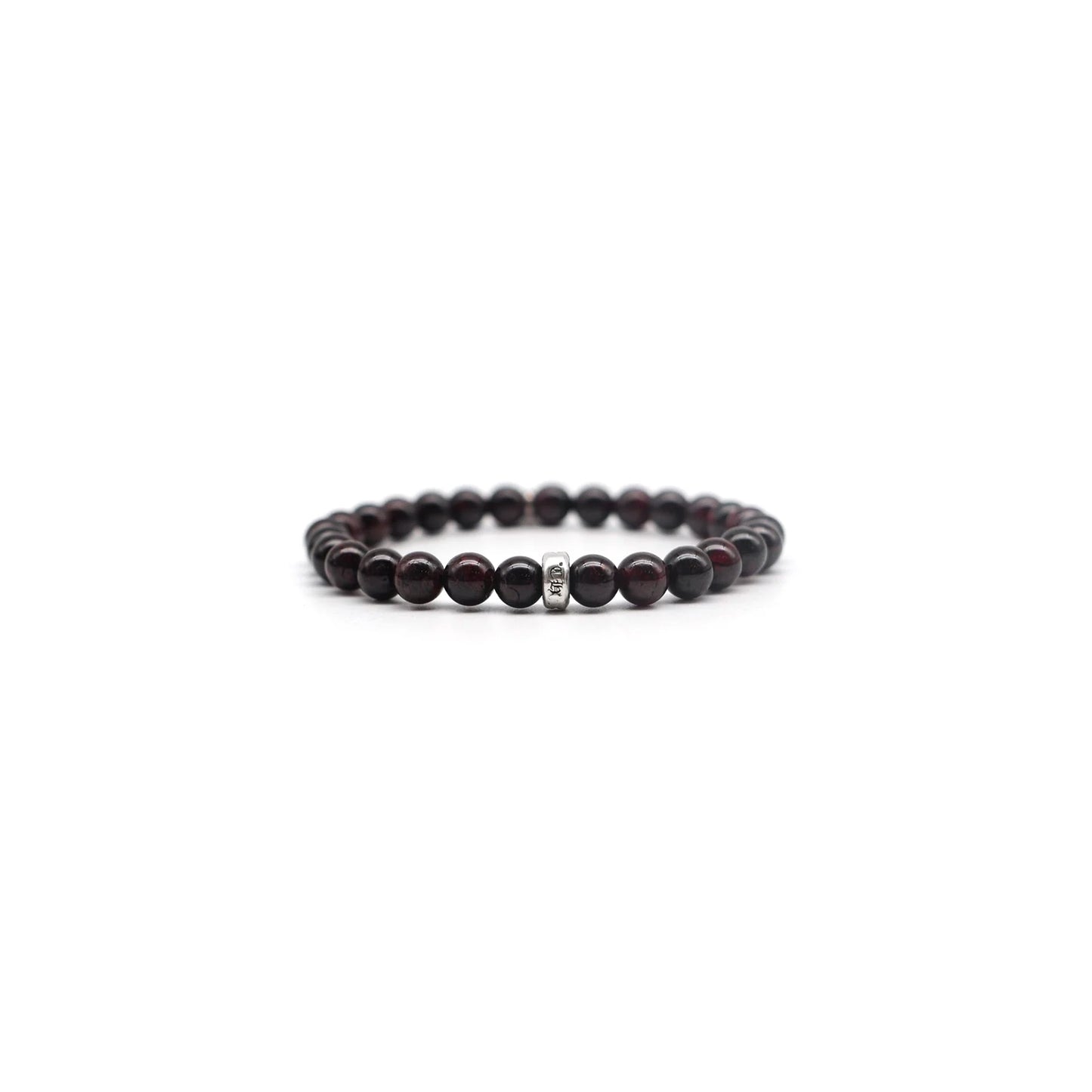 6mm Silver Dagger Beaded Chrome Hearts Bracelet Garnet Red