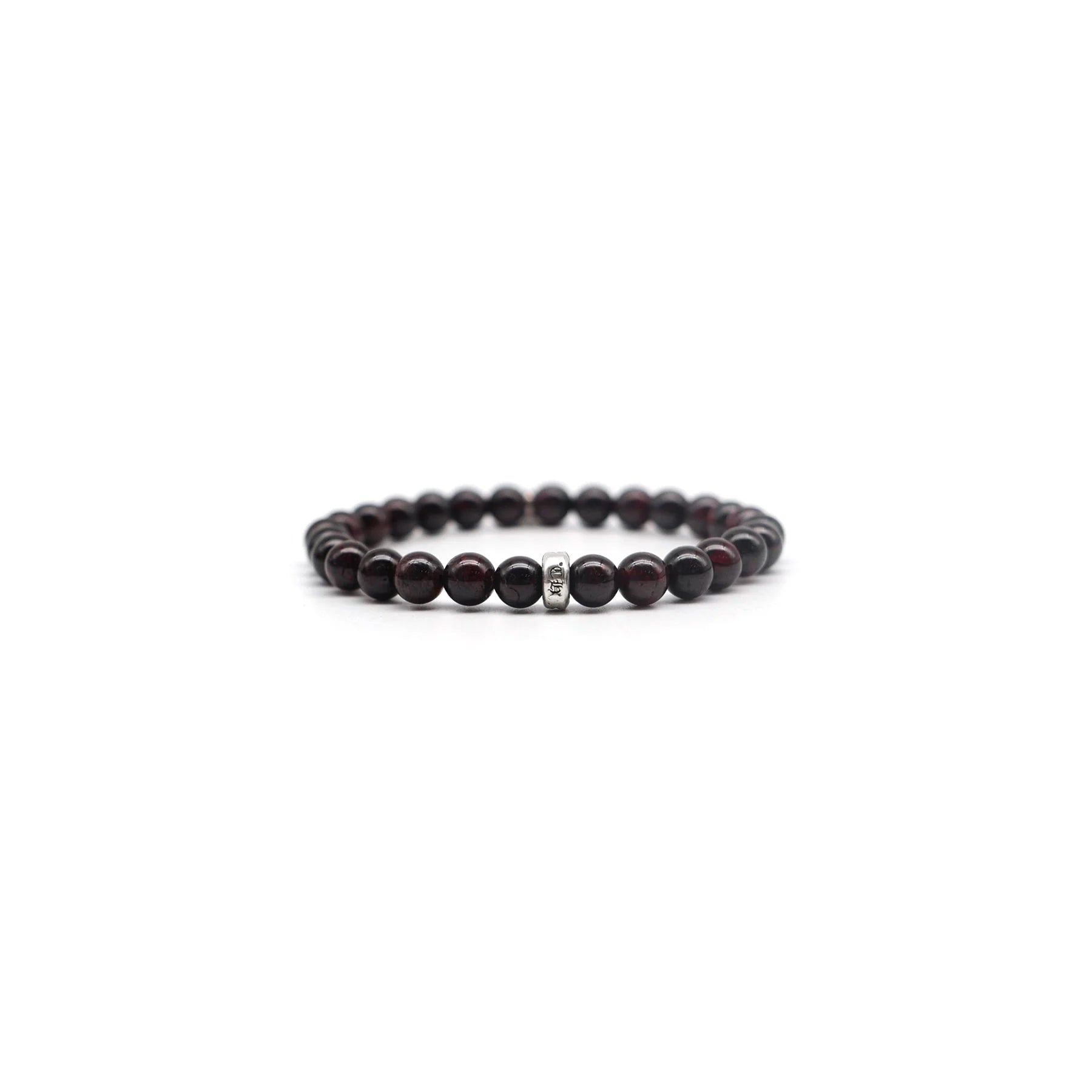 6mm Silver Dagger Beaded Chrome Hearts Bracelet Garnet Red