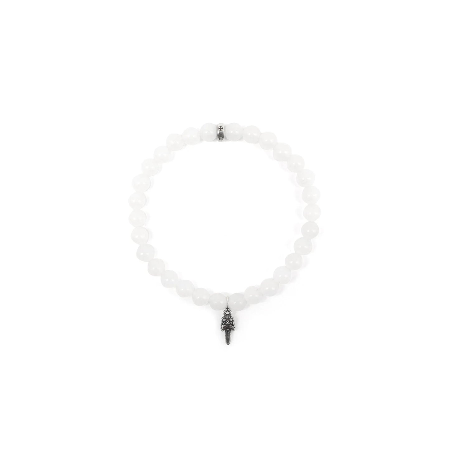 Chrome Hearts 6mm Silver Dagger Beaded Bracelet White