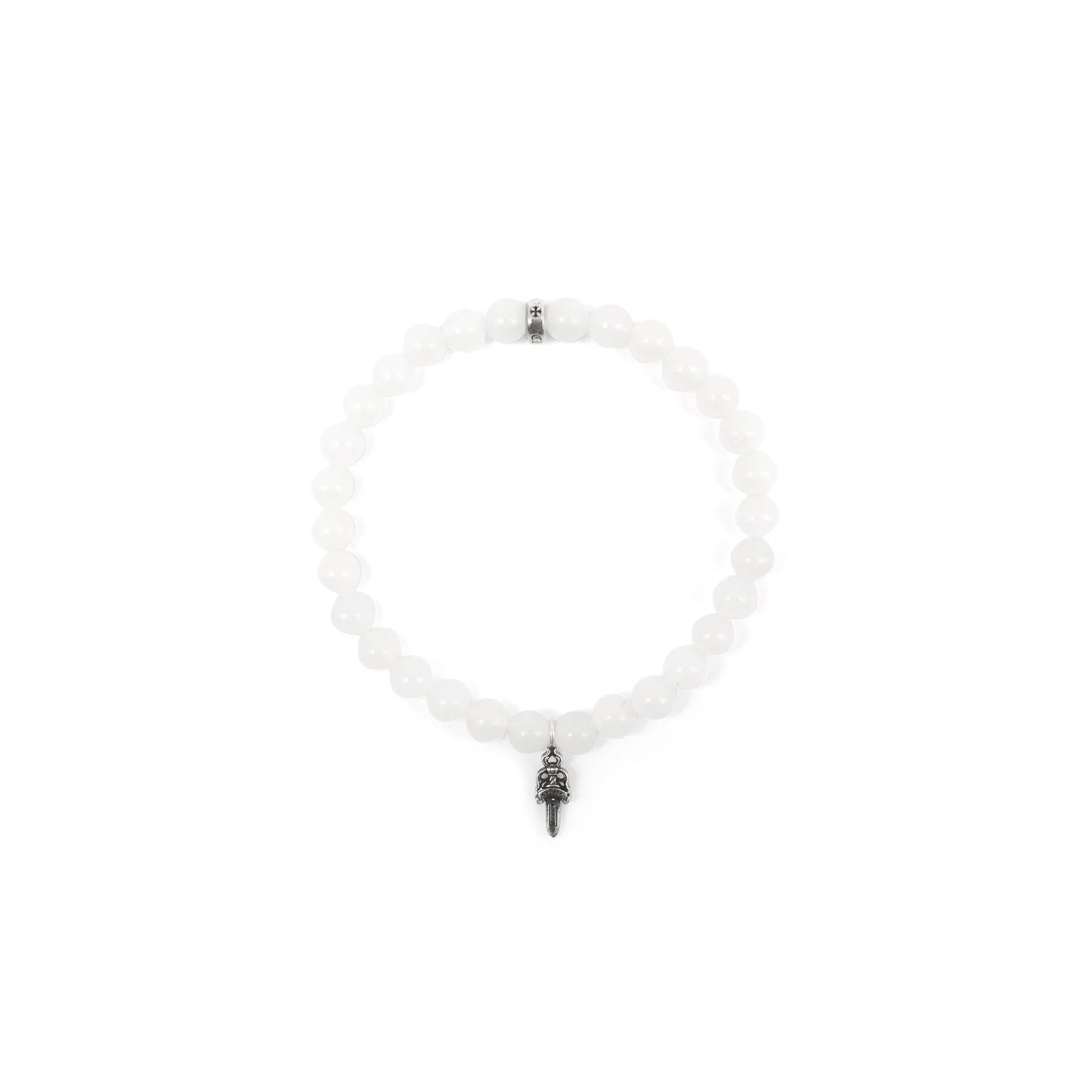 Chrome Hearts 6mm Silver Dagger Beaded Bracelet White
