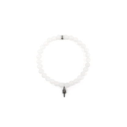 Chrome Hearts 6mm Silver Dagger Beaded Bracelet White
