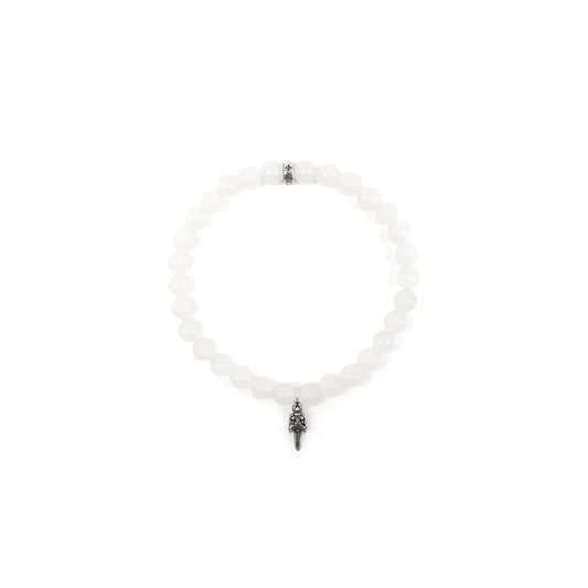 Chrome Hearts 6mm Silver Dagger Beaded Bracelet White