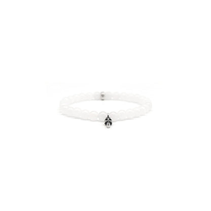 Chrome Hearts 6mm Silver Dagger Beaded Bracelet White