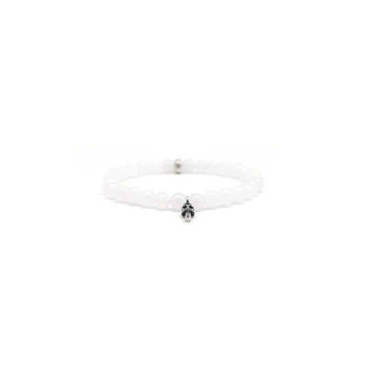 Chrome Hearts 6mm Silver Dagger Beaded Bracelet White