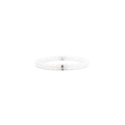 Chrome Hearts 6mm Silver Dagger Beaded Bracelet White