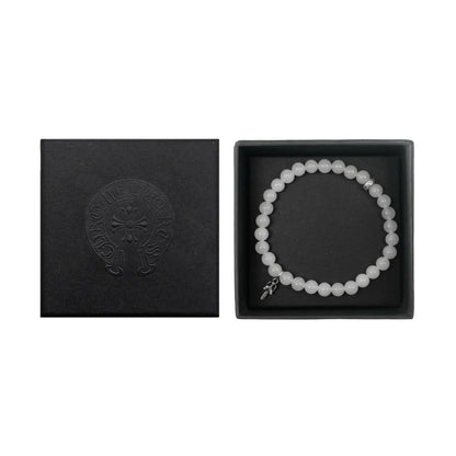 Chrome Hearts 6mm Silver Dagger Beaded Bracelet White