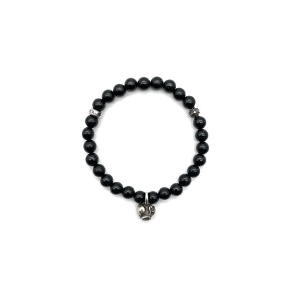 Black Chrome Hearts Bracelet 6mm Silver Vine Heart Beaded