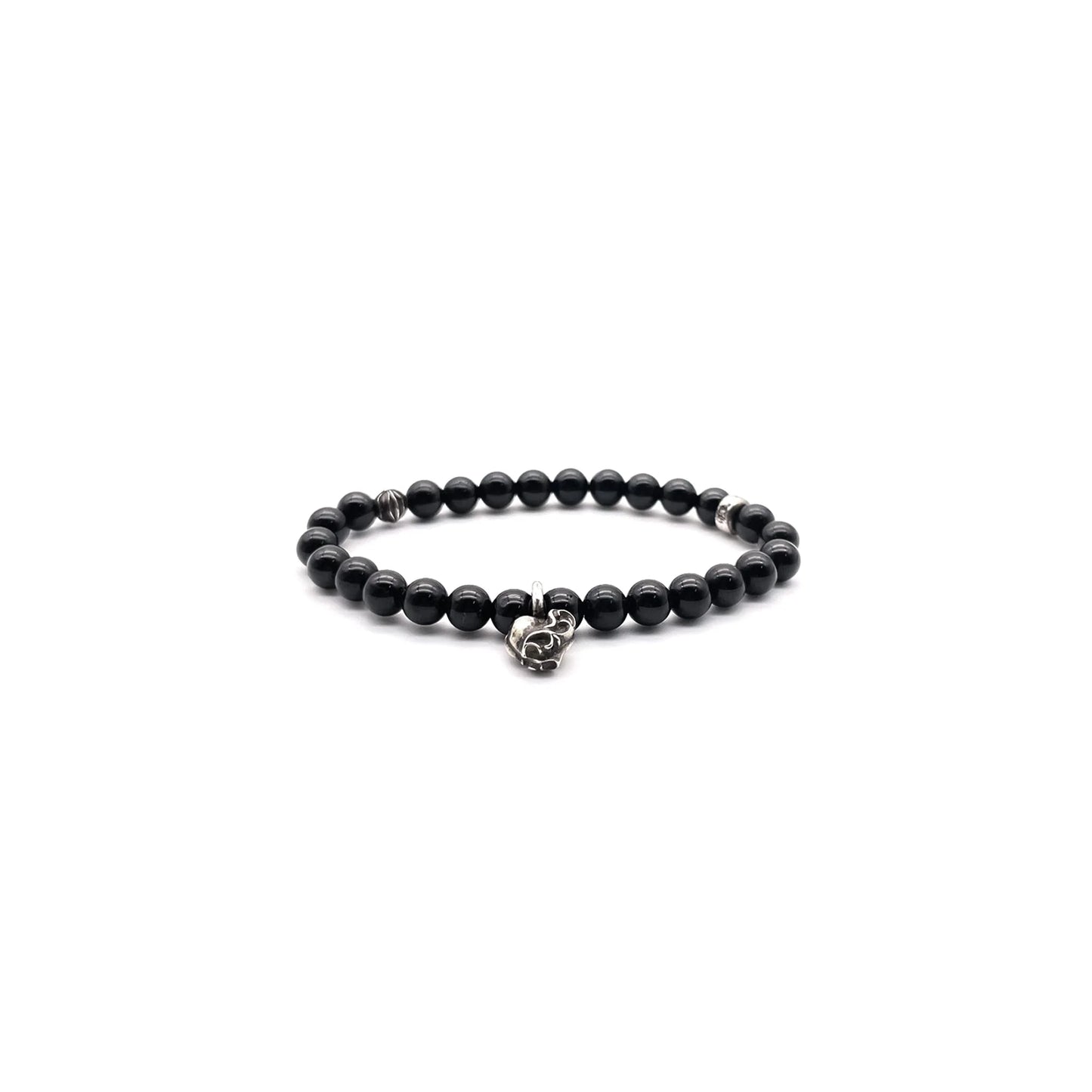 Black Chrome Hearts Bracelet 6mm Silver Vine Heart Beaded