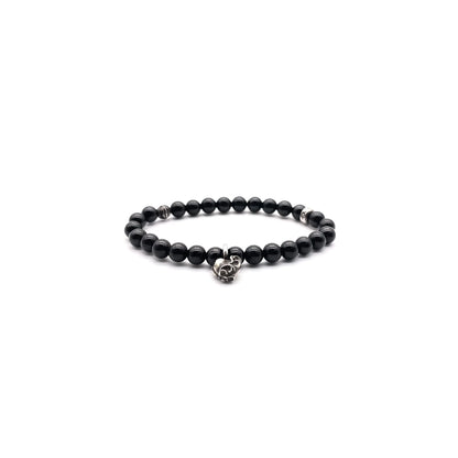 Black Chrome Hearts Bracelet 6mm Silver Vine Heart Beaded