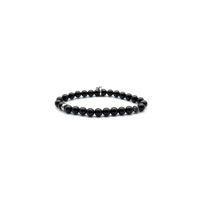 Black Chrome Hearts Bracelet 6mm Silver Vine Heart Beaded