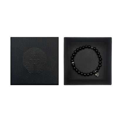 Black Chrome Hearts Bracelet 6mm Silver Vine Heart Beaded