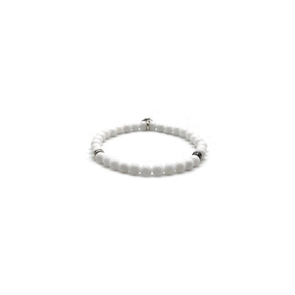 Chrome Hearts 6mm Silver Vine Heart Beaded Bracelet White