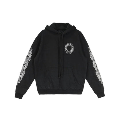 Black Chrome Hearts Horseshoe Pullover Hoodie