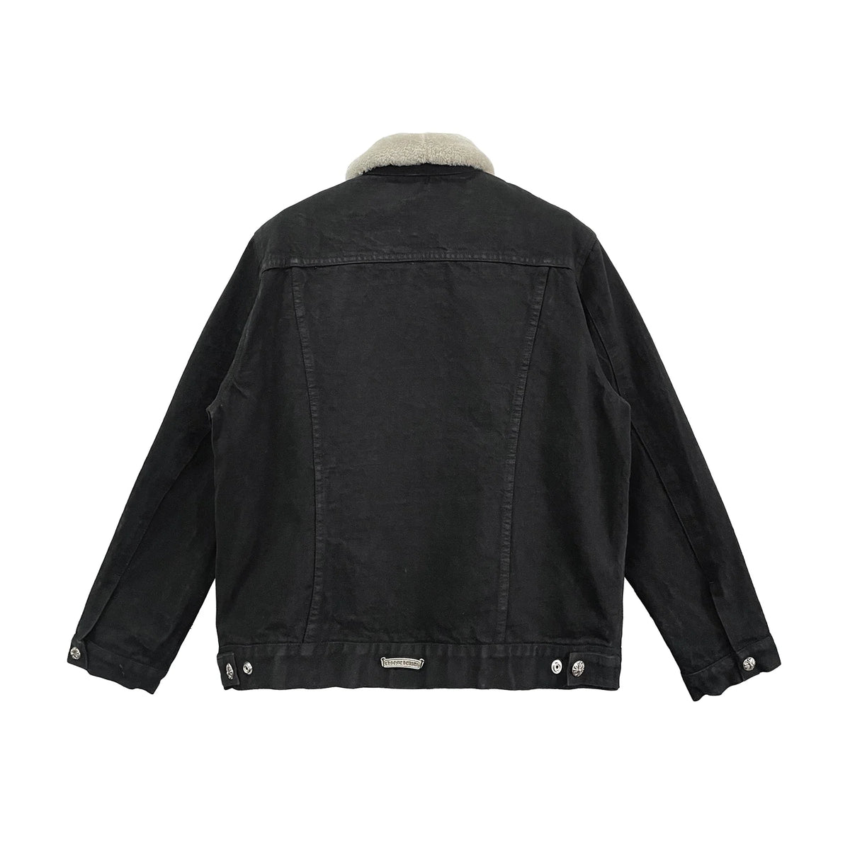 Fur Collar Shearling Black Denim Jacket