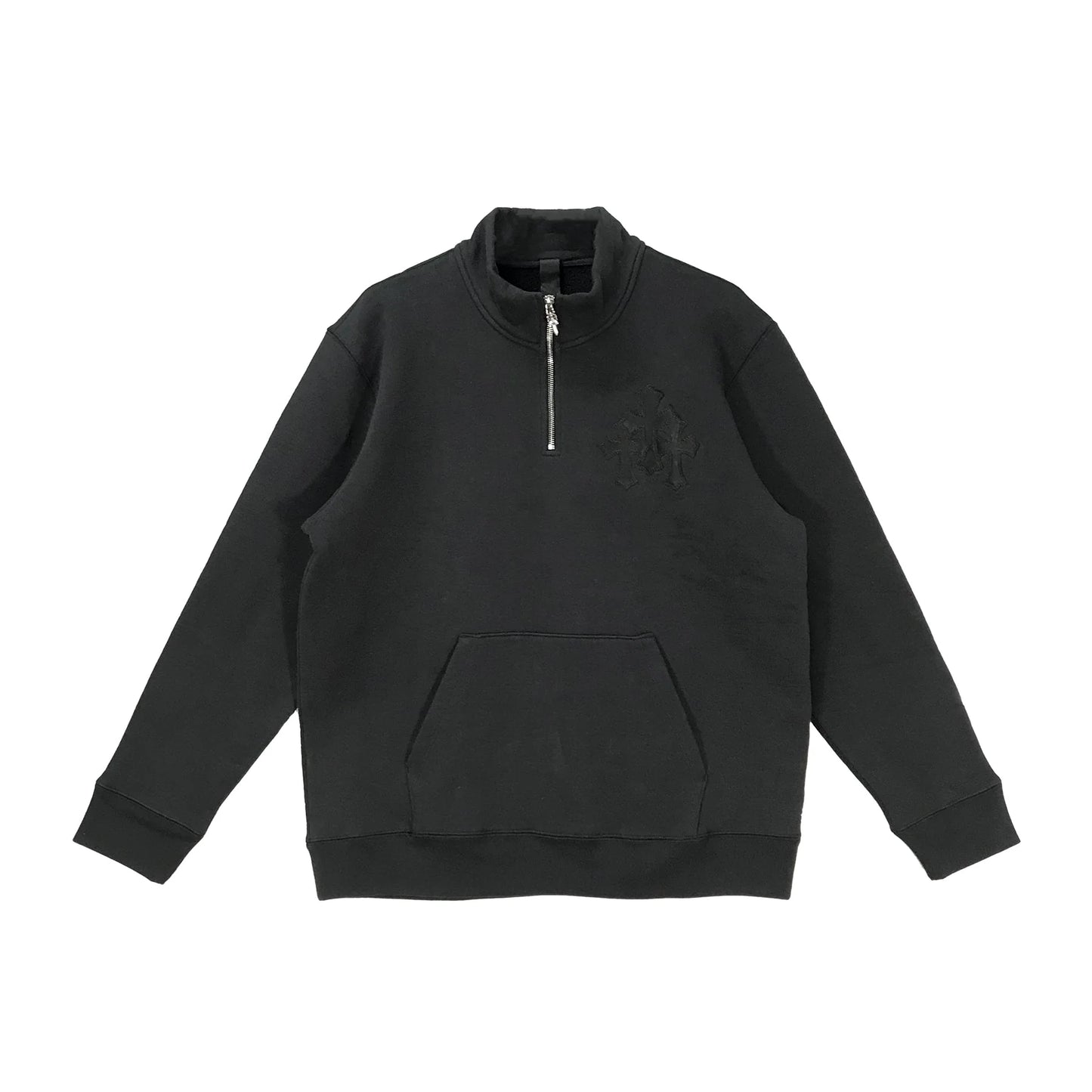 Black Triple Cross Half Zip Chrome Hearts Sweatshirt