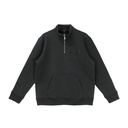Black Triple Cross Half Zip Chrome Hearts Sweatshirt