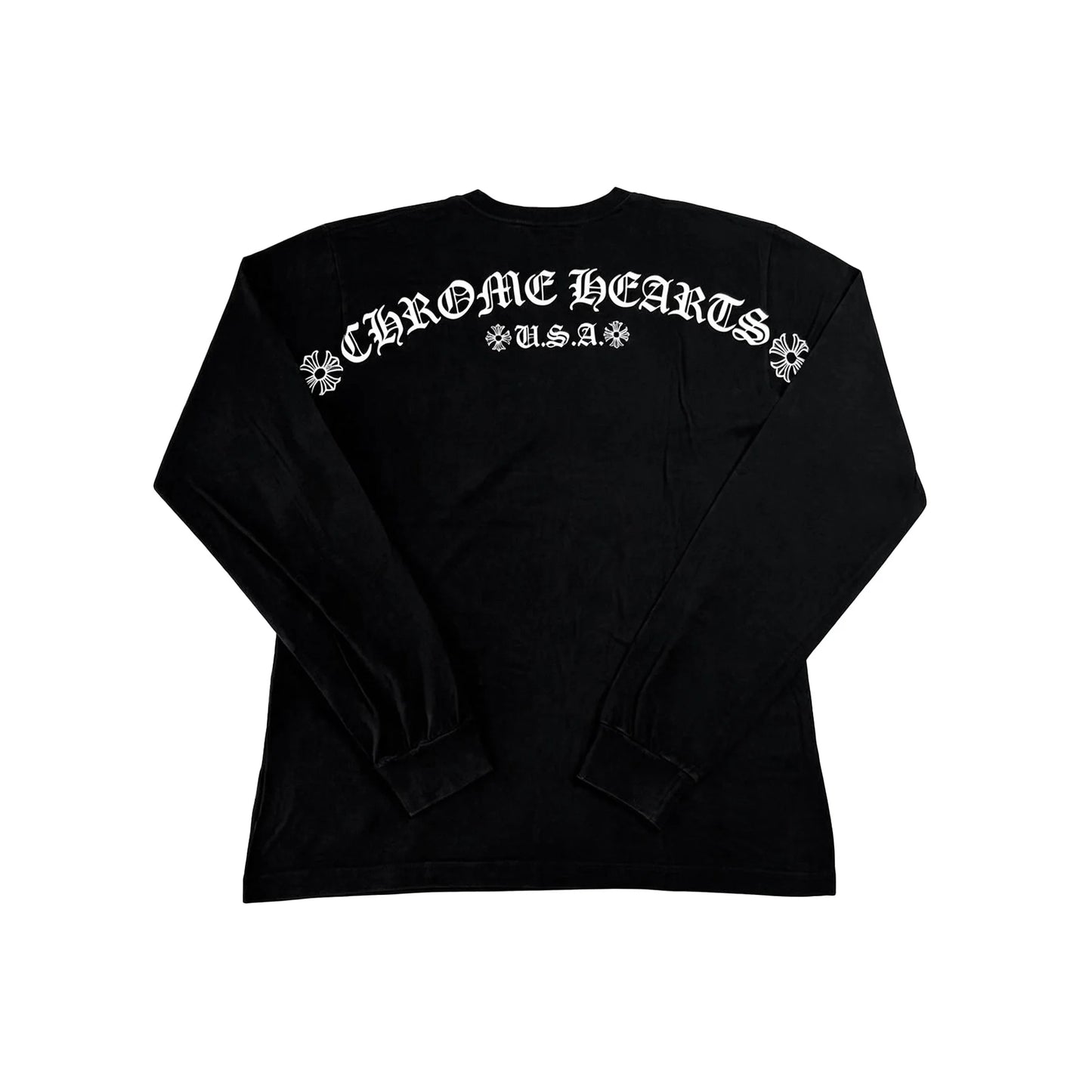 Black USA Script Long Sleeve Chrome Hearts Tee