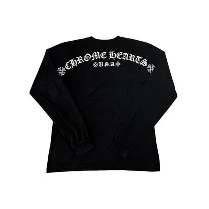 Black USA Script Long Sleeve Chrome Hearts Tee