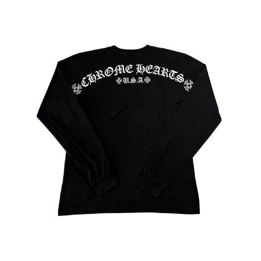 Black USA Script Long Sleeve Chrome Hearts Tee