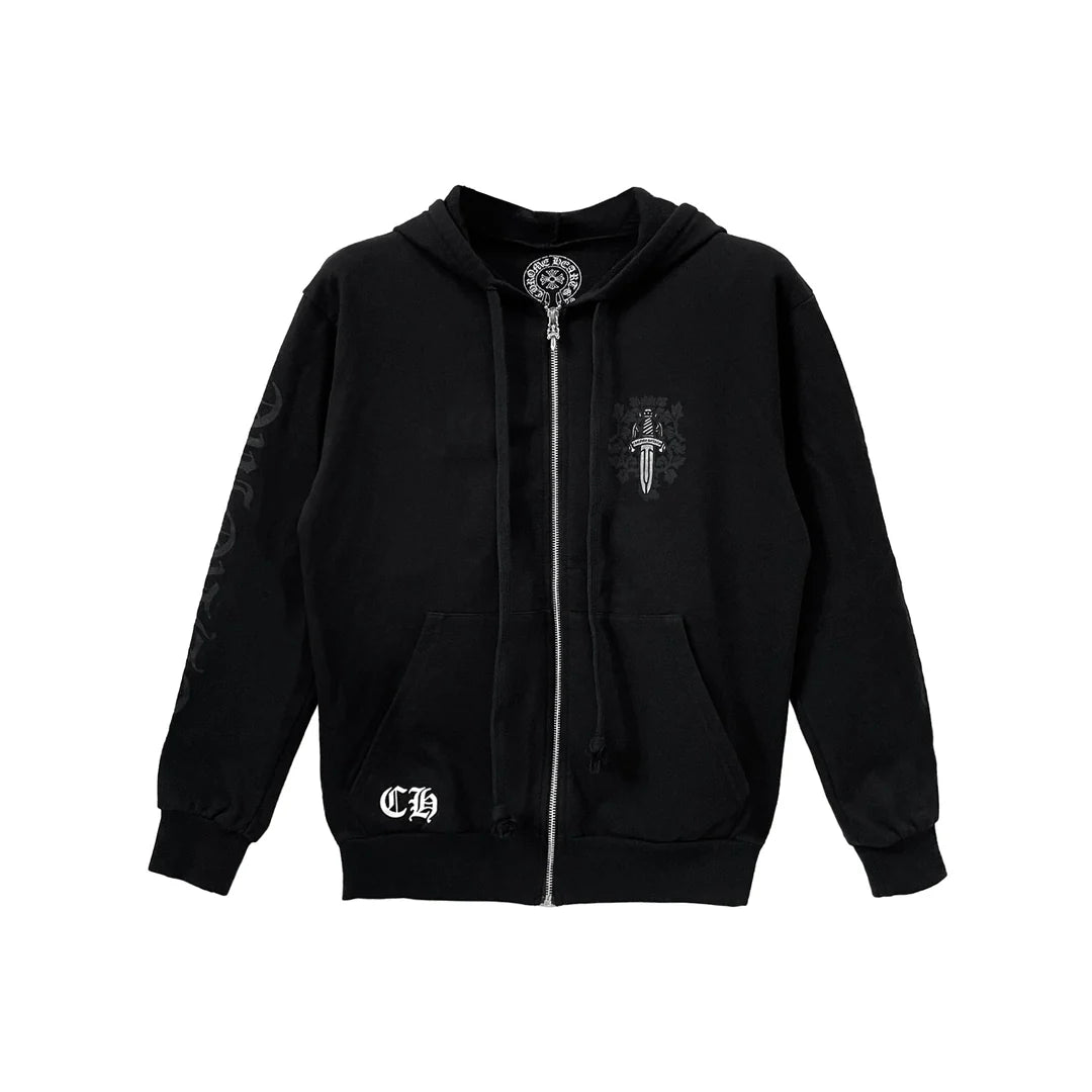 Vine Dagger Black Chrome Hearts Zip Up Hoodie