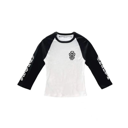 Black White Dagger Baseball Long Sleeve Tee