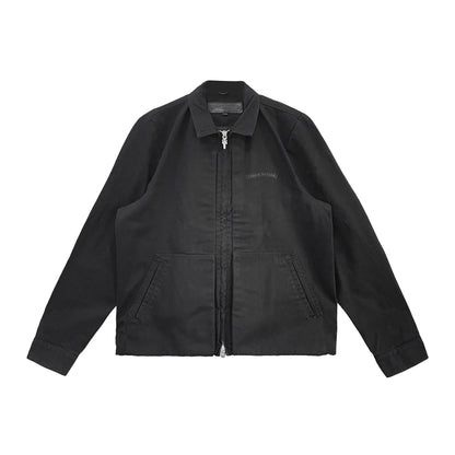 Black Zip Up Script Work Jacket