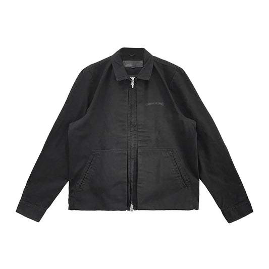 Black Zip Up Script Work Jacket