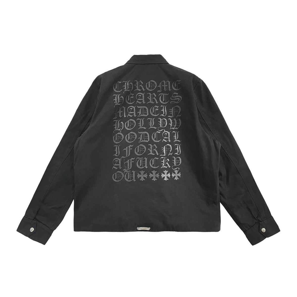Black Zip Up Script Work Jacket