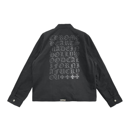 Black Zip Up Script Work Jacket