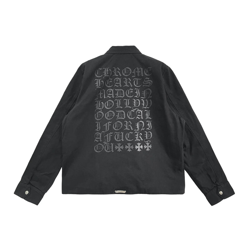 Black Zip Up Script Work Jacket