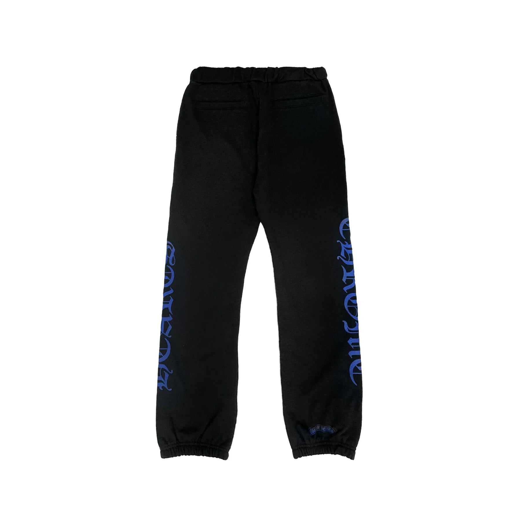 Blue Horseshoe Script Chrome Hearts Black Sweatpants