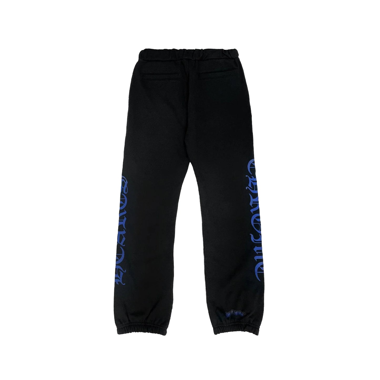 Blue Horseshoe Script Chrome Hearts Black Sweatpants