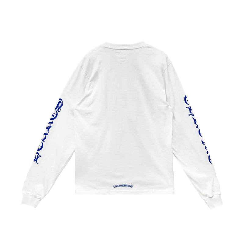 Blue Neck Logo Chrome Hearts Long Sleeve Tee White