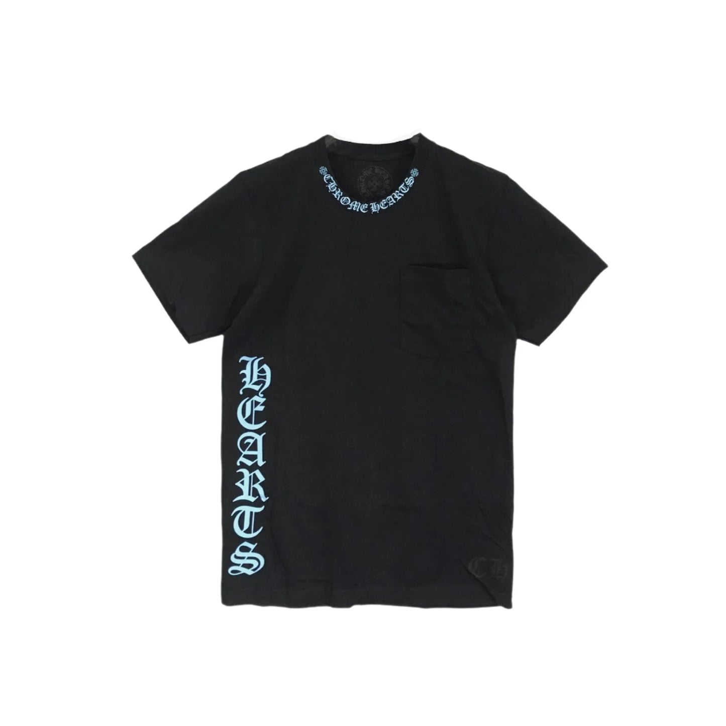 Blue Script Logo Black Short Sleeve T-Shirt