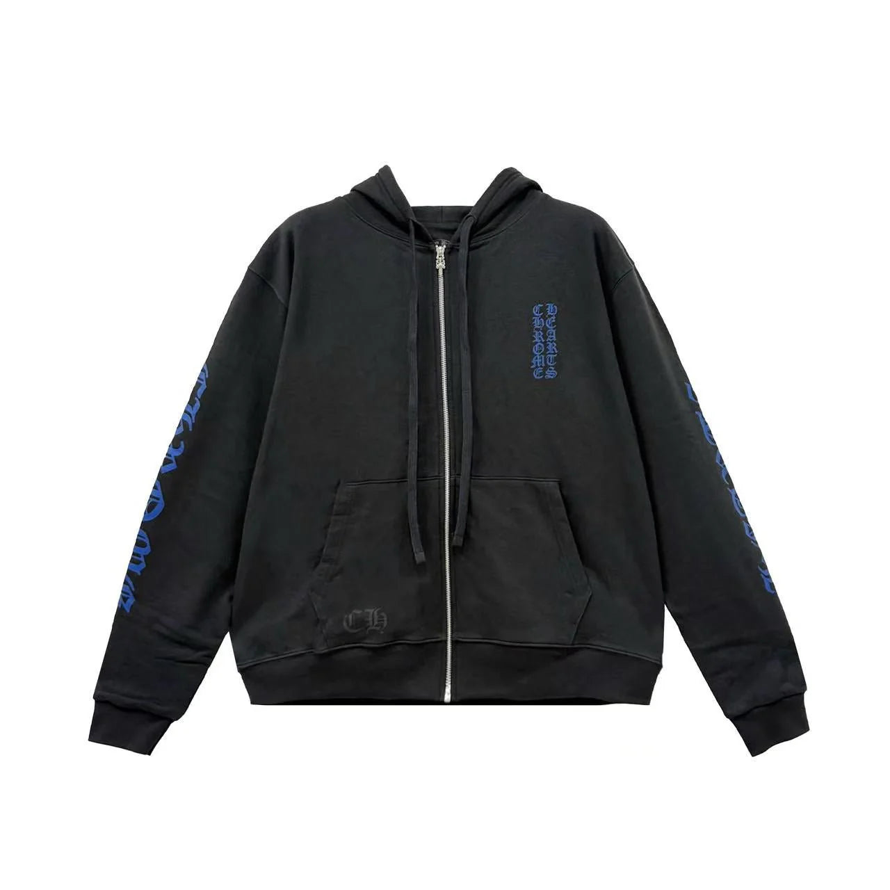 Blue Script Thermal Zip Up Chrome Hearts Hoodie