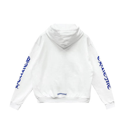 Blue Scroll Label Chrome Hearts White Zip Up Hoodie