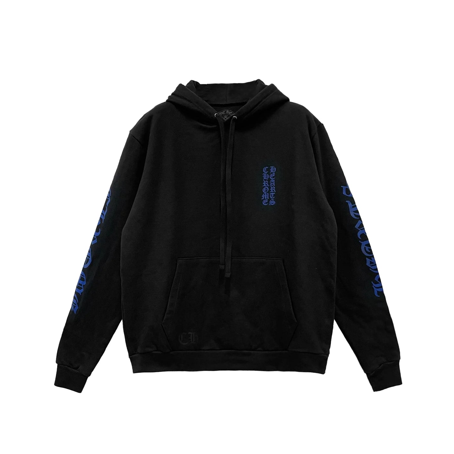 Blue Vertical Script Logo Chrome Hearts Pullover Hoodie