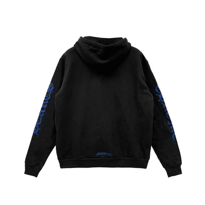 Blue Vertical Script Logo Chrome Hearts Pullover Hoodie