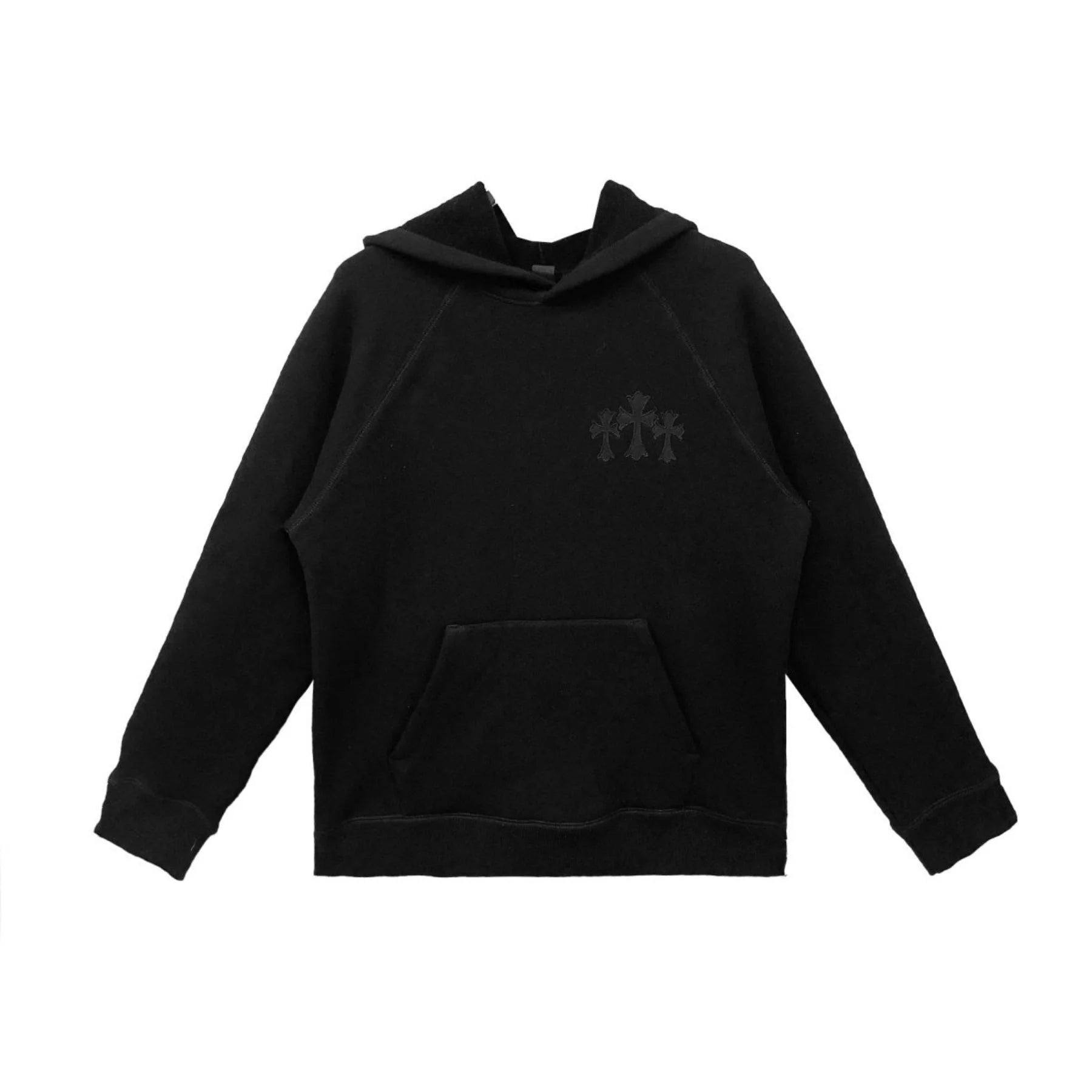 CH Cross Leather Patch Pullover Black Hoodie