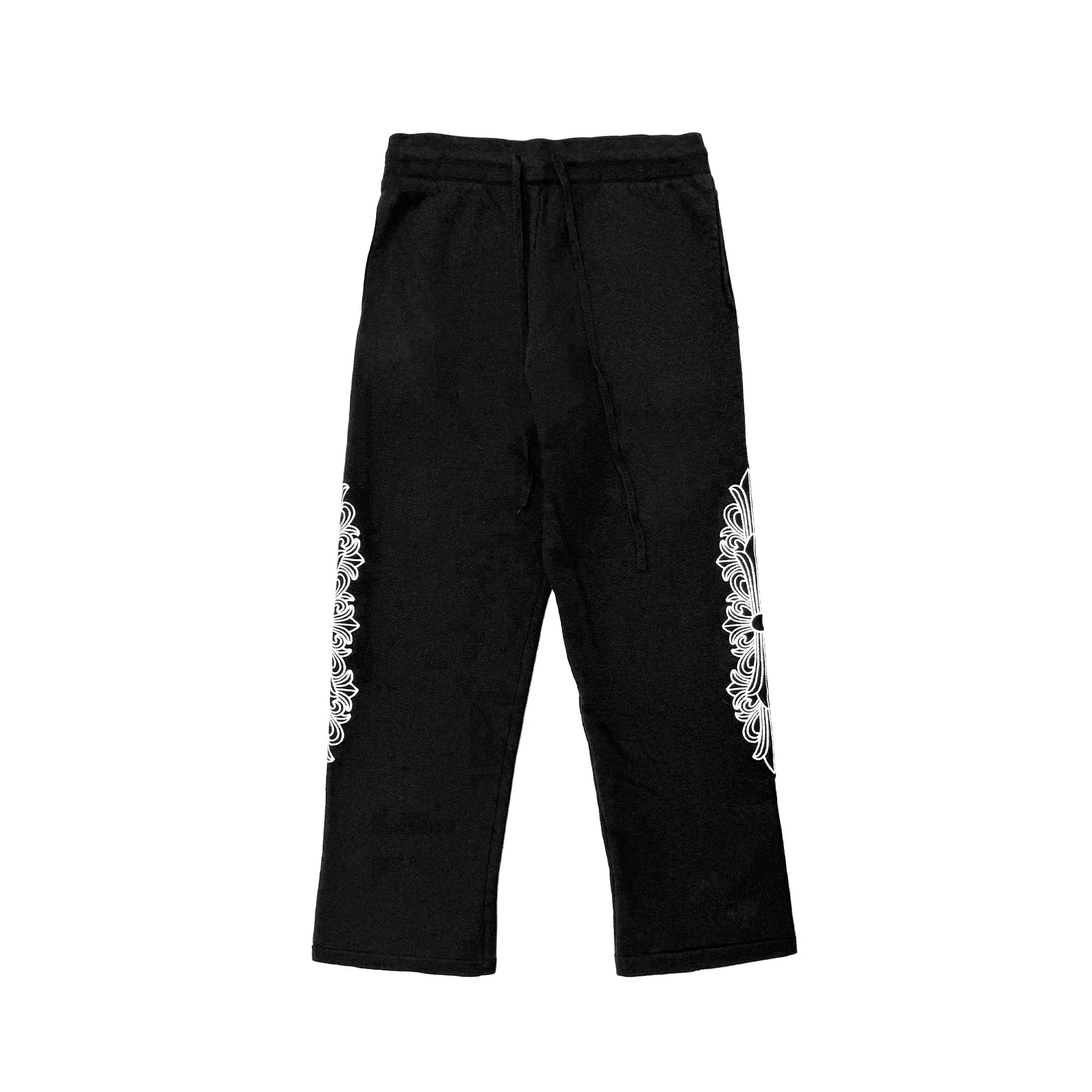 Cashmere Embroidered Floral Black Chrome Hearts Sweatpants