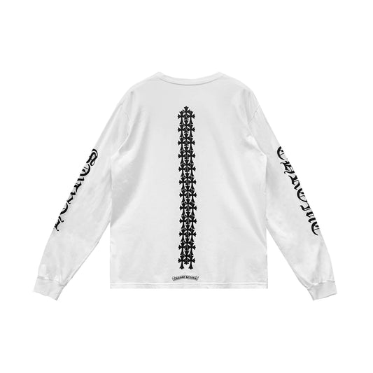 Cemetery Cross Tire Tracks Chrome Hearts White Long Sleeve Tee