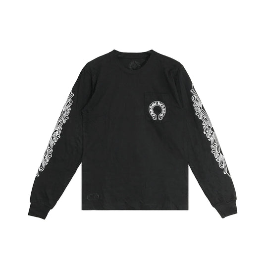 Classic Horseshoe Logo Chrome Hearts Long Sleeve Tee Black