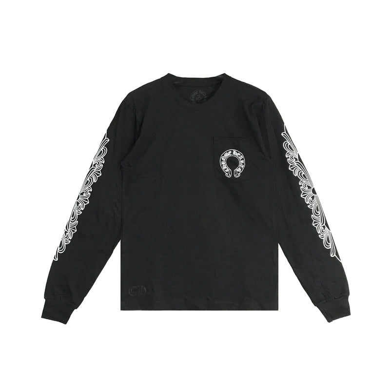 Classic Horseshoe Logo Chrome Hearts Long Sleeve Tee Black
