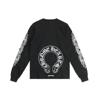 Classic Horseshoe Logo Chrome Hearts Long Sleeve Tee Black