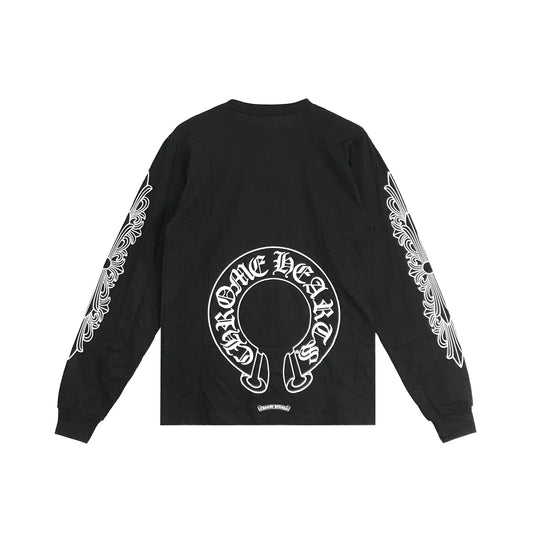 Classic Horseshoe Logo Chrome Hearts Long Sleeve Tee Black