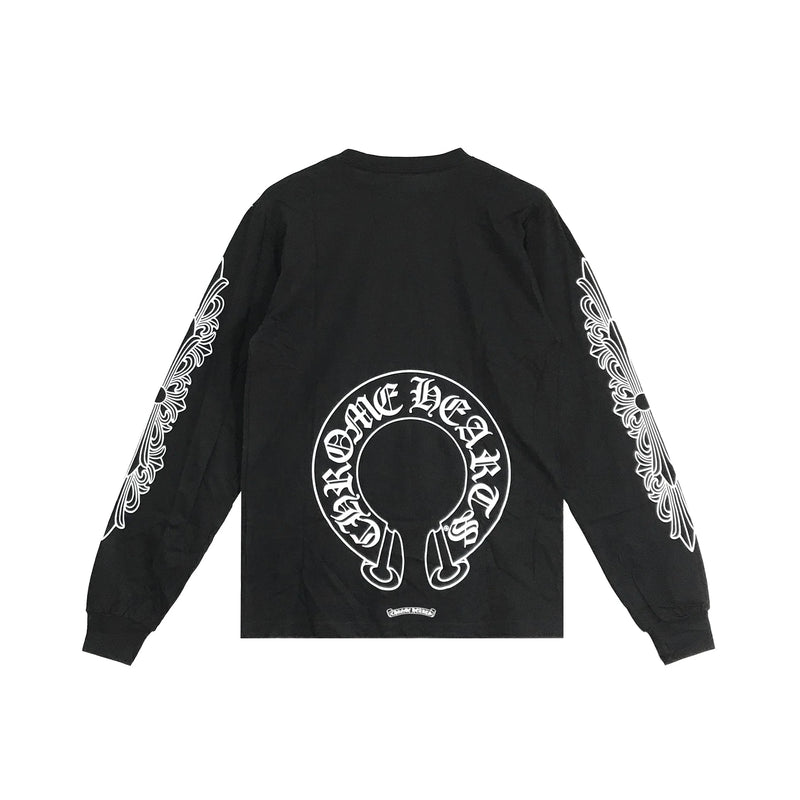 Classic Horseshoe Logo Chrome Hearts Long Sleeve Tee Black