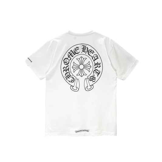 Classic Horseshoe Logo Chrome Hearts Short Sleeve Tee White