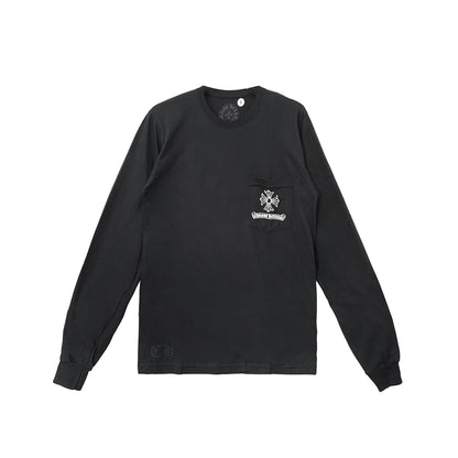 Dark Dagger Script Logo Black Long Sleeve T-Shirt