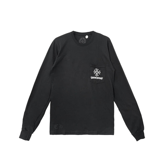 Dark Dagger Script Logo Black Long Sleeve T-Shirt