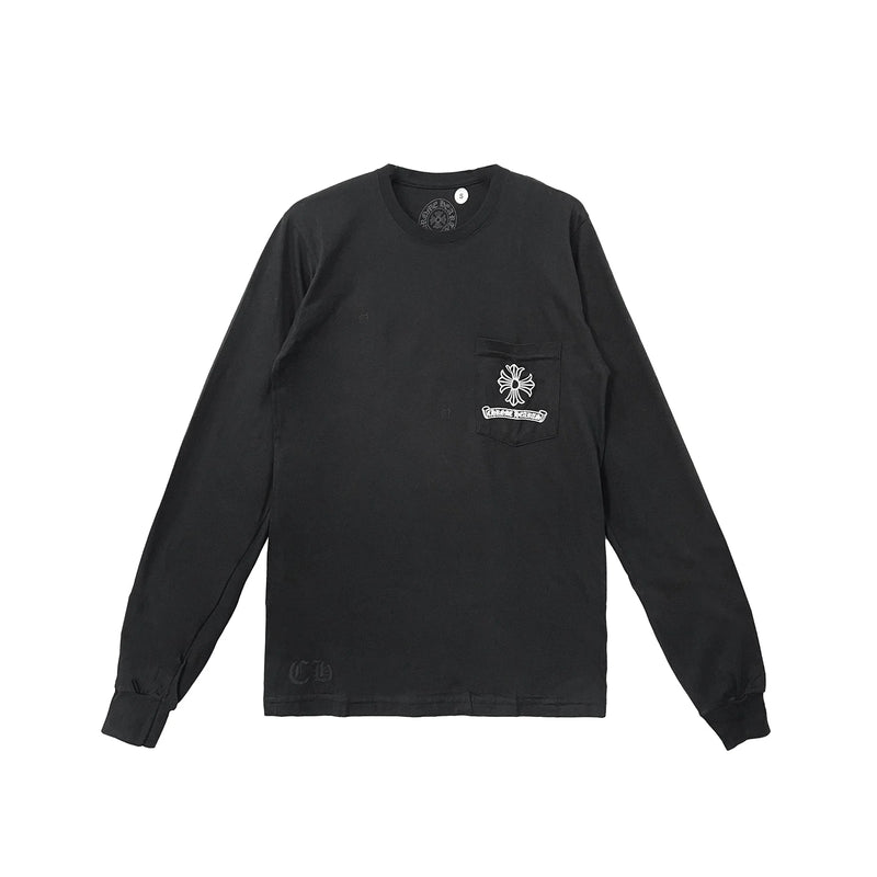 Dark Dagger Script Logo Black Long Sleeve T-Shirt